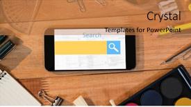  Presentation with smart - Slides featuring smart phone with search text background and a coral colored foreground