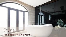  Presentation with smart home - PPT theme with smart home and modern bathroom background and a lemonade colored foreground