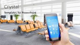  Presentation with smart home - Beautiful PPT layouts featuring smart phone with smart home and modern airport hall backdrop and a white colored foreground