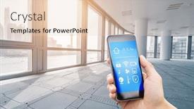  Presentation with smart home - Audience pleasing theme consisting of smart phone with smart home and modern office under sunbeam backdrop and a lemonade colored foreground