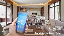  Presentation with smart home automation engineering - Slides consisting of smart phone with smart home background and a violet colored foreground