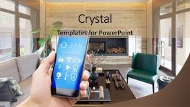  Presentation with smart home - Amazing slide set having smart phone with smart home backdrop and a coral colored foreground
