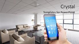  Presentation with smart home - PPT theme enhanced with smart phone with smart home background and a light gray colored foreground