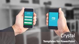  Presentation with online banking - Slides having smart phones against online banking background and a gray colored foreground