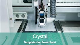  Presentation with manufacturing industry - Presentation design enhanced with smart robot in manufacturing industry background and a teal colored foreground