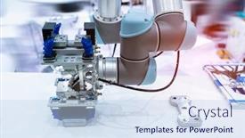  Presentation with manufacturing industry - Amazing theme having smart-robot-in-manufacturing-industry backdrop and a sky blue colored foreground