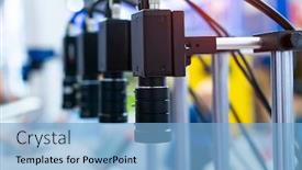  Presentation with manufacturing industry - Cool new PPT layouts with smart-robot-in-manufacturing-industry backdrop and a light blue colored foreground