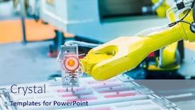  Presentation with manufacturing industry - Slide set with smart-robot-in-manufacturing-industry background and a light blue colored foreground