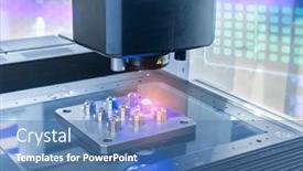  Presentation with manufacturing industry - Slide set having smart-robot-in-manufacturing-industry background and a teal colored foreground