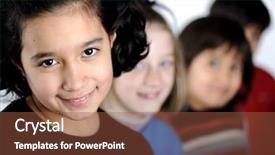  Presentation with children - Beautiful slides featuring smart school - group of children backdrop and a tawny brown colored foreground