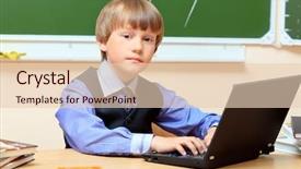  Presentation with classroom tests - PPT theme with smart school - serious schoolboy studying with his background and a  colored foreground
