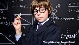  Presentation with smart - Slide set featuring smart schoolboy in black suit background and a wine colored foreground