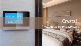  Presentation with bedroom modern - PPT theme consisting of smart screen on wall background and a coral colored foreground