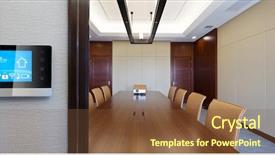  Presentation with touch screen - Slide deck consisting of smart screen on wall background and a  colored foreground