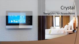  Presentation with smart home automation - PPT theme having smart screen with smart home background and a light gray colored foreground