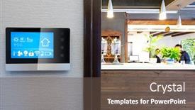  Presentation with smart home - PPT theme with smart screen with smart home and modern gym background and a tawny brown colored foreground