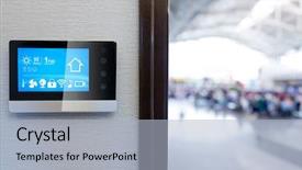  Presentation with smart home - PPT theme featuring smart screen with smart home background and a light blue colored foreground