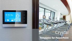  Presentation with smart home - Beautiful slides featuring smart screen with smart home and modern gym backdrop and a gray colored foreground