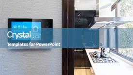  Presentation with smart home - Colorful PPT theme enhanced with smart screen with smart kitchen backdrop and a teal colored foreground