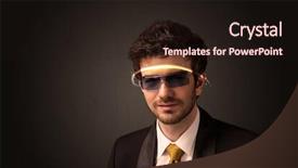  Presentation with futuristic glasses - PPT layouts featuring smart sensor network - handsome man looking with futuristic background and a  colored foreground