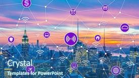  Presentation with internet - Presentation theme featuring smart sensor network - internet of things concept background and a ocean colored foreground