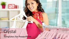  Presentation with man looking up happy - Amazing slide deck having smart shopping - portrait of happy woman looking backdrop and a  colored foreground