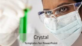  Presentation with test tube laboratory - Amazing PPT theme having smart solutions - asian indian female medical backdrop and a light gray colored foreground