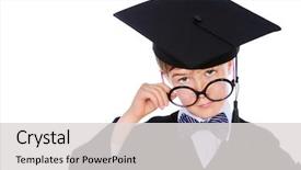  Presentation with graduation kids - Presentation theme enhanced with smart student boy in graduation background and a light gray colored foreground
