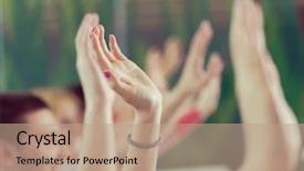  Presentation with teaching - Amazing presentation theme having smart students group raise hands backdrop and a coral colored foreground