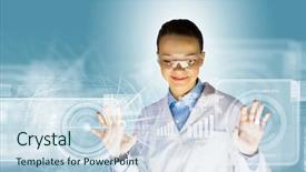  Presentation with young woman diagnosis of sti - PPT theme enhanced with smart technology - image of young woman scientist background and a  colored foreground