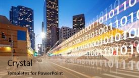  Presentation with downtown los angeles - Theme consisting of smart traffic on road background and a coral colored foreground