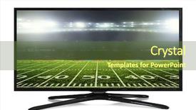  Presentation with white - Colorful slide set enhanced with smart tv - 4k monitor isolated on white backdrop and a tawny brown colored foreground