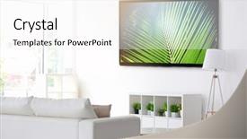  Presentation with smart - PPT theme with smart tv - cozy interior of living room background and a white colored foreground