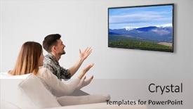  Presentation with family and home love concept - Slides enhanced with smart tv - family watching television at home background and a light gray colored foreground