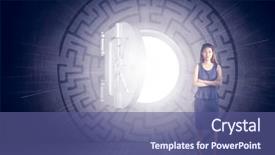  Presentation with vault - Audience pleasing slide set consisting of smart vault - businesswoman with crossed arms backdrop and a ocean colored foreground