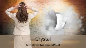  Presentation with vault - Presentation theme consisting of smart vault - composite image of businesswoman background and a coral colored foreground