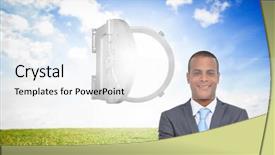  Presentation with vault - Presentation theme having smart vault - composite image of charismatic young background and a white colored foreground