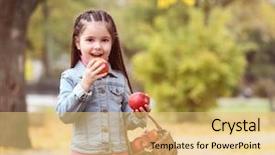  Presentation with health apples and education - Colorful presentation theme enhanced with smart village - beautiful little girl holding basket backdrop and a  colored foreground