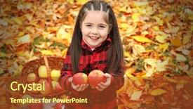  Presentation with apples and education - Beautiful PPT theme featuring smart village - beautiful little girl holding basket backdrop and a  colored foreground