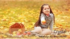  Presentation with apples and education - Cool new PPT theme with smart village - beautiful little girl with basket backdrop and a  colored foreground