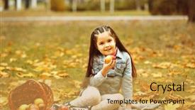  Presentation with apples and education - Audience pleasing slides consisting of smart village - beautiful little girl with basket backdrop and a  colored foreground