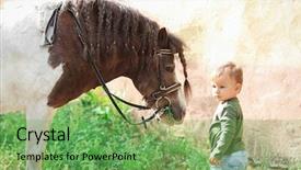  Presentation with farm - Cool new slides with smart village - cute little boy with horse backdrop and a  colored foreground