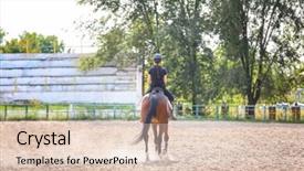  Presentation with horse riding - Audience pleasing slide deck consisting of smart village - teenager girl riding horse backdrop and a  colored foreground