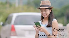  Presentation with gps map to route destination - Slide deck enhanced with smart village - travel woman think background and a coral colored foreground