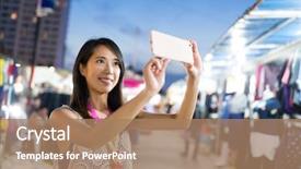  Presentation with agri market - Audience pleasing slide set consisting of smart village - woman taking photo in night backdrop and a coral colored foreground