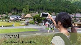  Presentation with photo - Theme enhanced with smart village - woman taking photo with cellphone background and a seafoam green colored foreground