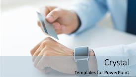  Presentation with smart card - Cool new presentation theme with smart watch and credit card backdrop and a light blue colored foreground