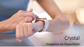  Presentation with smart watch red - Slide set with use of smart watch inside background and a mint green colored foreground