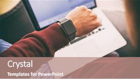  Presentation with smart watch red - Slides with smart watches on his hand background and a  colored foreground