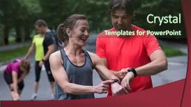  Presentation with sporty - Amazing PPT theme having smart watches starting their timer backdrop and a tawny brown colored foreground